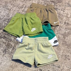 Nike  Bundle 4 Pair Kids' Shorts Set - Green, Tan, and Teal 12M Boy